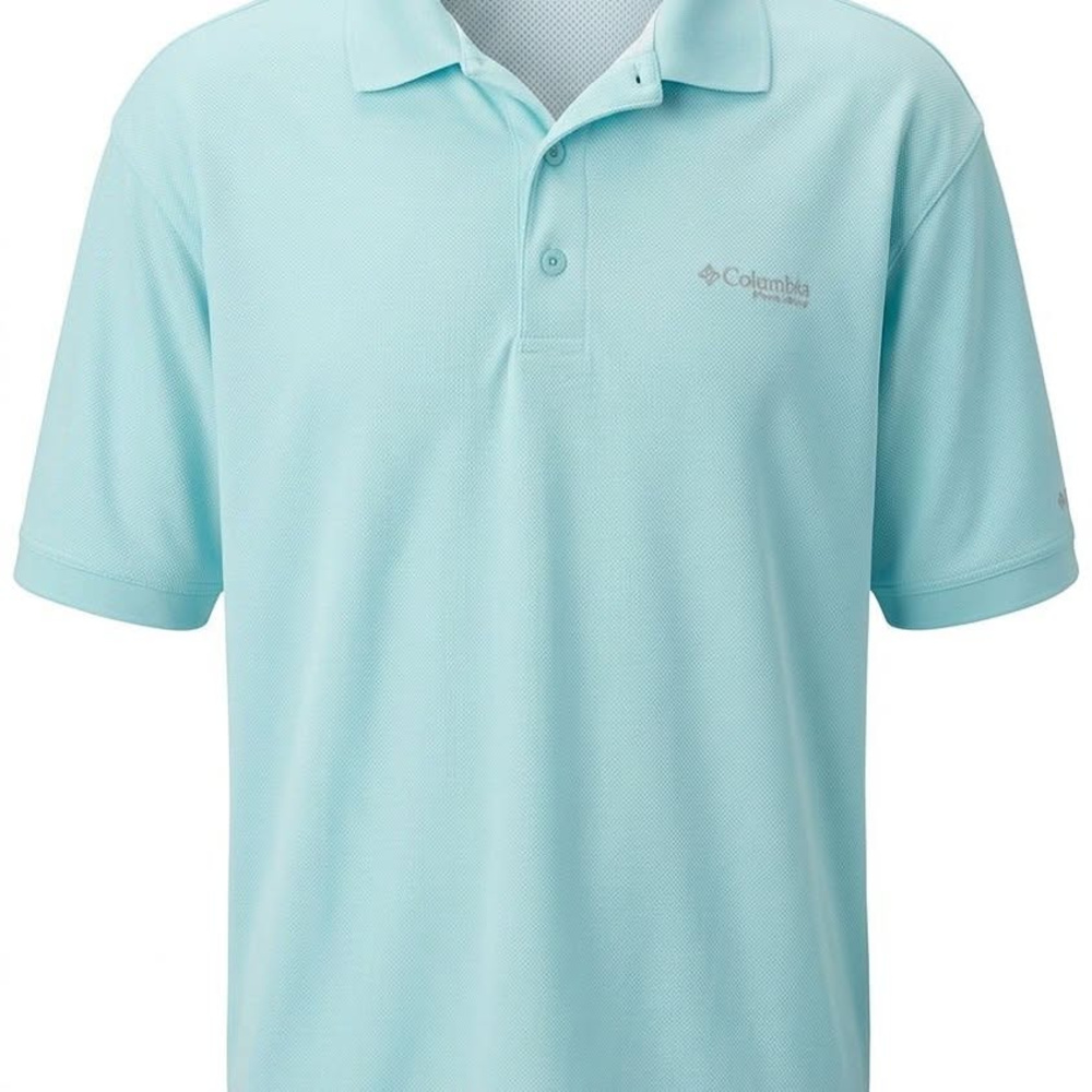 Columbia PFG, Men's Polo Shirt, Light Blue, Size L